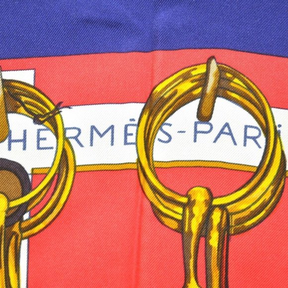 Authentic HERMES Carre 90 Scarf "MORS&FILETS" Silk Blue - Picture 7 of 13
